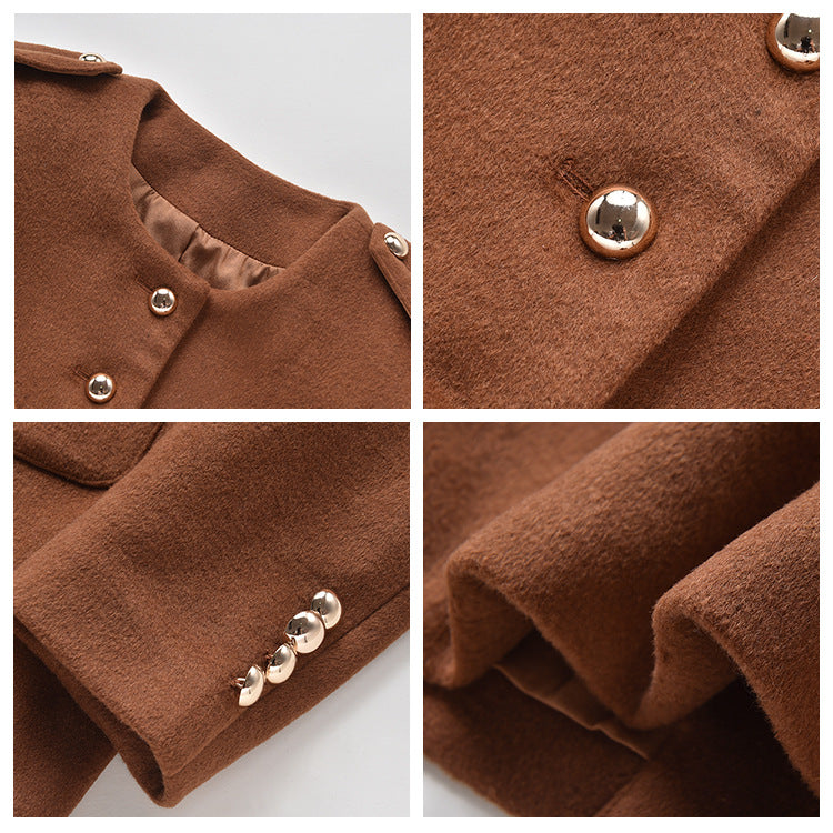 celebrity style thin short coat women's early autumn new double pocket small versatile crew neck jacket K6030