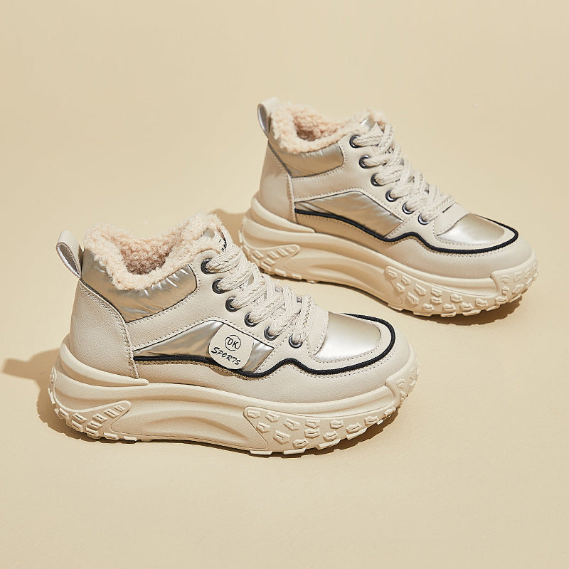 ins Korean version of the new velvet high-top dad shoes for women popular winter student sports thick-soled warm casual LD602