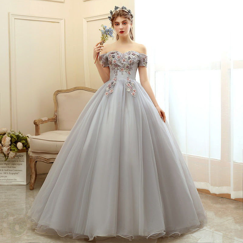 2025Color dress wedding dress new host performance student vocal solo art test clothing tutu skirt long evening dress women