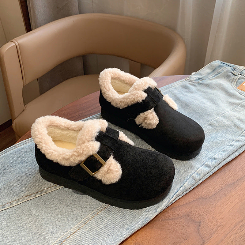 popular winter new Birkenstocks velvet ins Korean version of female students board shoes sports warm casual shoes BRU091