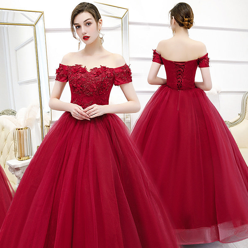 2025Wedding Dress Student Art Exam Stage Solo Studio Photography Annual Meeting Evening Dress Hosting Red Long Performance Dress