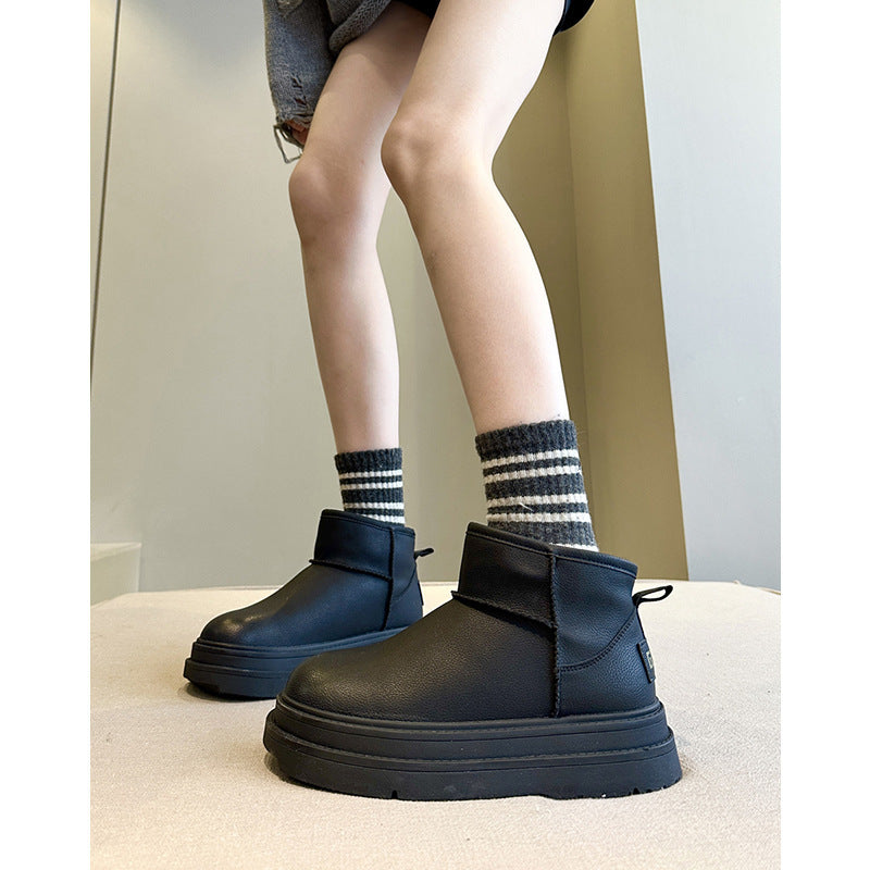 2025 Winter Milk Puffs~ New thick-soled waterproof and non-slip white snow boots women's velvet short cotton boots cotton shoes