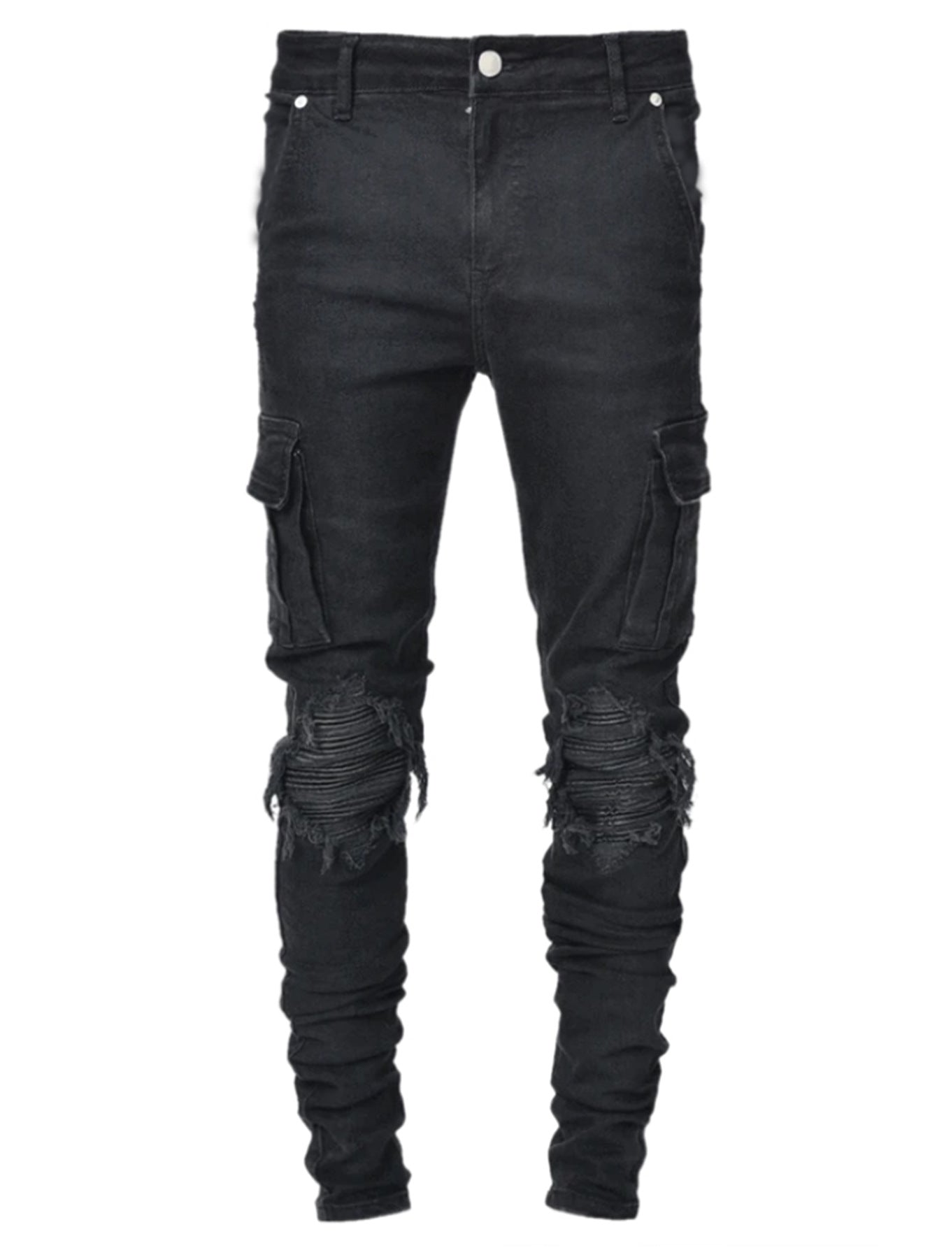 2025 2025 Express new denim men's pants New Popular trade ripped trend black slim denim pants men