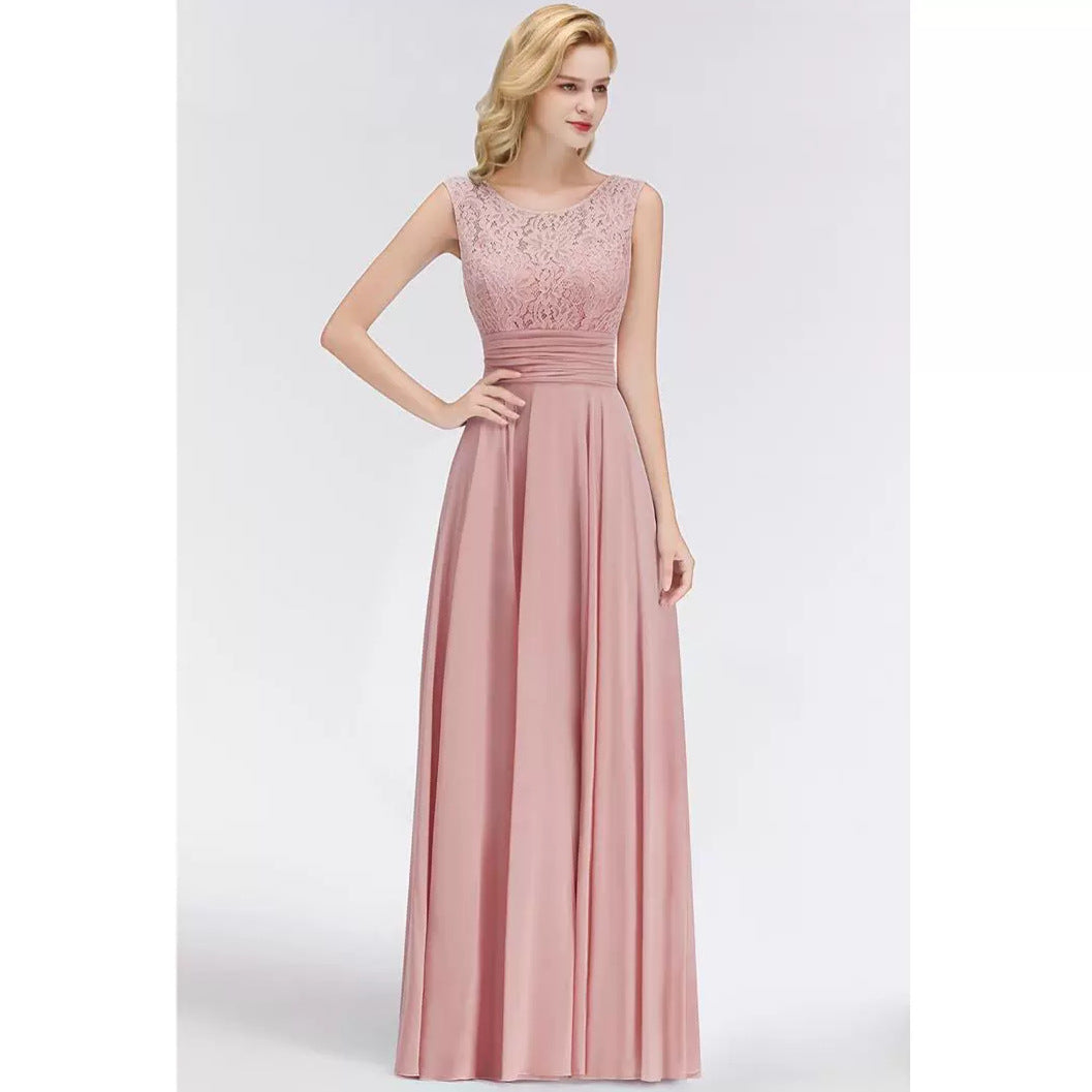 2025Popular, , new slim and thin sleeveless lace long evening dress host performance dress