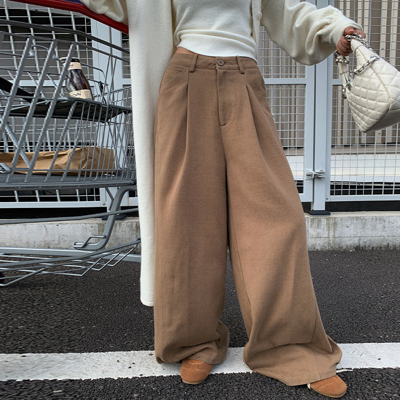 qgtao suede jacket outfit Daddy Pants Lazy Casual Trendy Large Wide Leg Mopping High Quality Cotton Casual Pants
