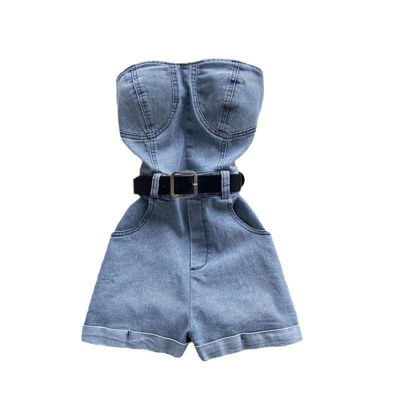 qgtao outfit inspo Tube Top Overalls Women's New High Waist Slimming Wide Leg Shorts Small Casual Jumpsuit Hot Girl Pants