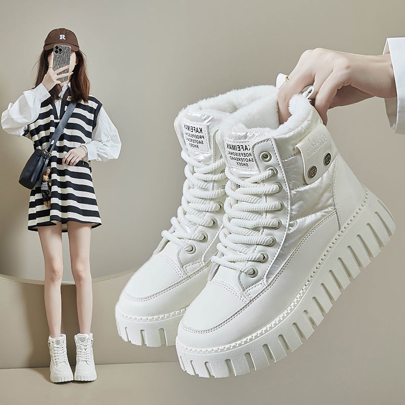 Fleece high-top snow boots for women's popular winter new student ins Korean version of thermal casual shoes cotton shoes ZY12297