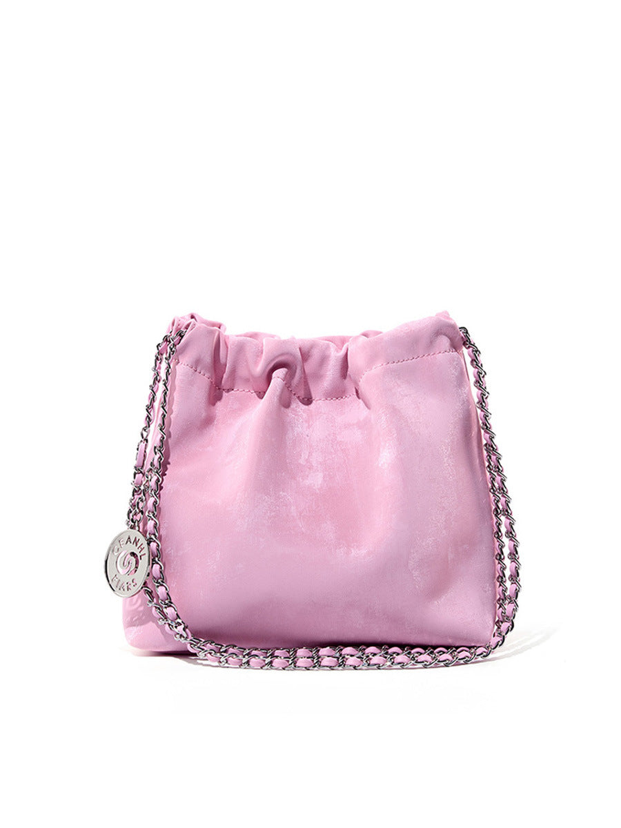 2025 Large capacity bucket bag popular spring and summer new national style Chinese shoulder messenger bag versatile silk chain bag