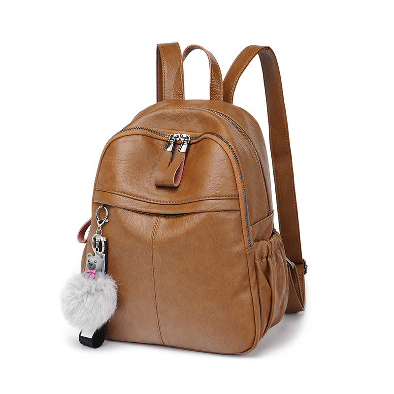 2025 Women's bag popular new Korean version cowhide backpack soft leather backpack school bag casual women's bag travel bag student women's bag