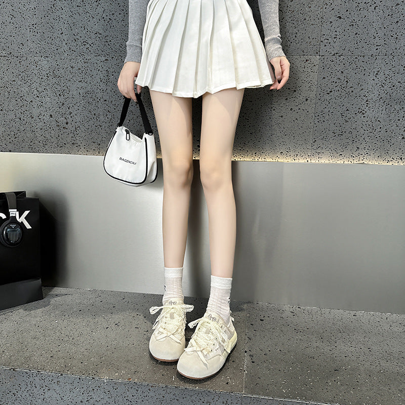 2025 Little white shoes women's popular new summer leather breathable mesh muffin casual shoes show small platform shoes