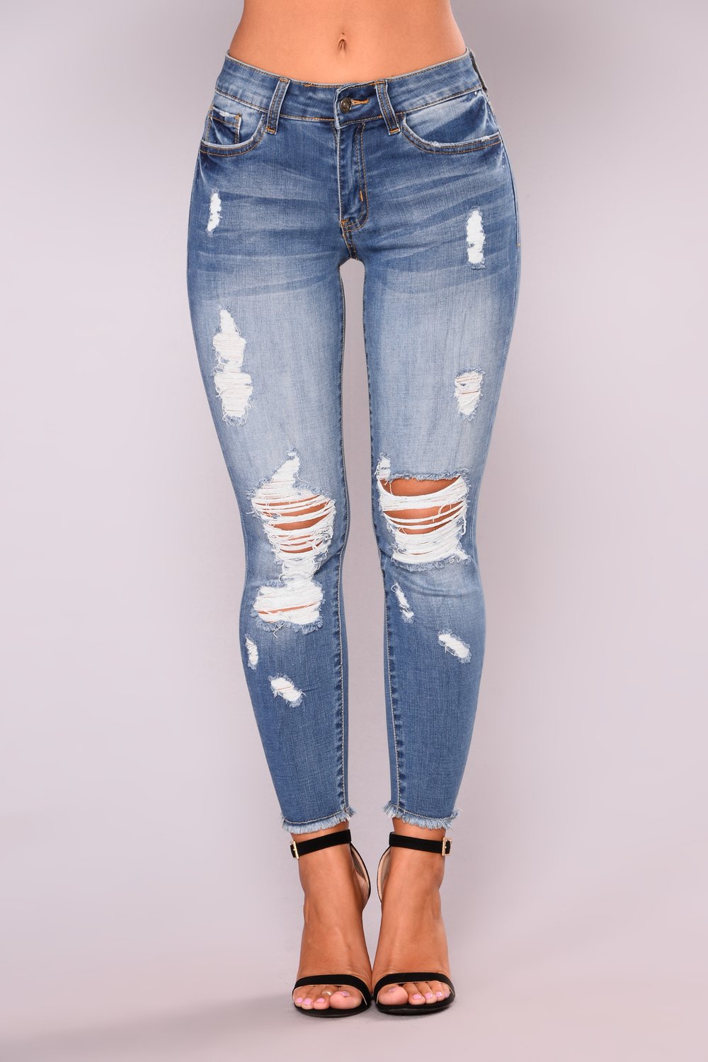2025 2021 spring factory spot high elastic nine points ripped women's clothing small feet tight hip lift fashion jeans