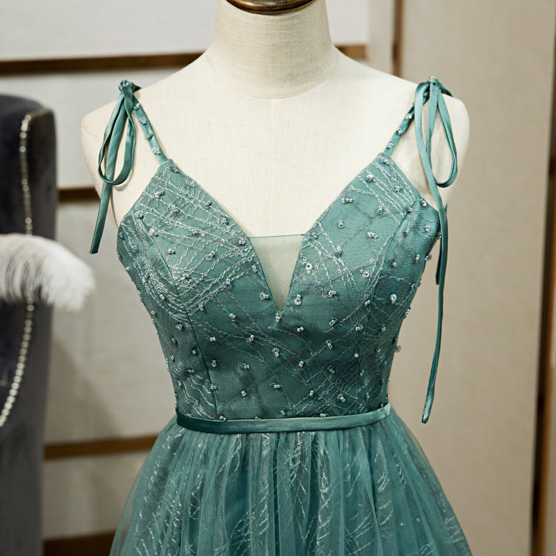 2025Bar Mitzvah Ball Suspender Evening Dress New Simple Sexy Birthday Annual Meeting Host Banquet Dress Female