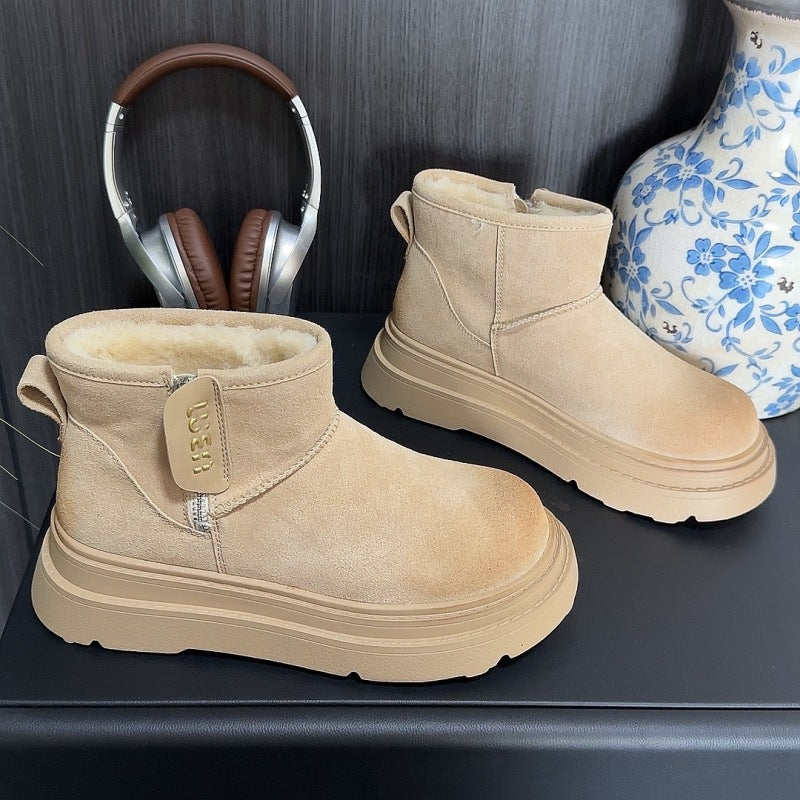 2025 Snow boots cotton shoes popular winter new velvet thickened Northeast thick-soled non-slip snow women's boots short boots