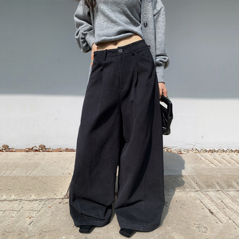 qgtao suede jacket outfit Daddy Pants Lazy Casual Trendy Large Wide Leg Mopping High Quality Cotton Casual Pants