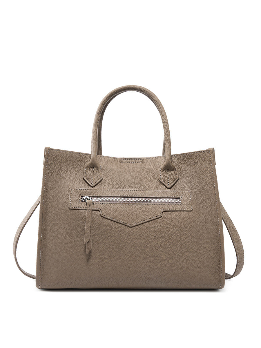2025 Niche design commuter big bag leather large capacity retro women's bag shoulder computer briefcase portable tote big bag