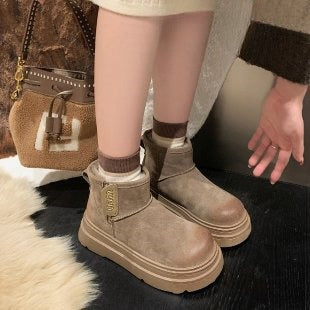 2025 Snow boots cotton shoes popular winter new velvet thickened Northeast thick-soled non-slip snow women's boots short boots