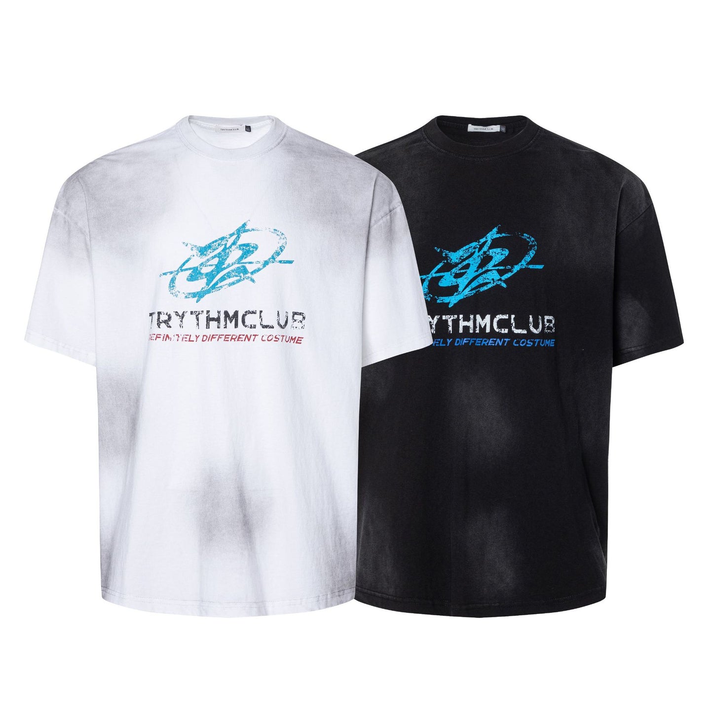 2025 27140 2025n Street 2025 Summer Neutral Spray High Sense Small Neck Design Men's Loose Short Sleeve T-Shirt