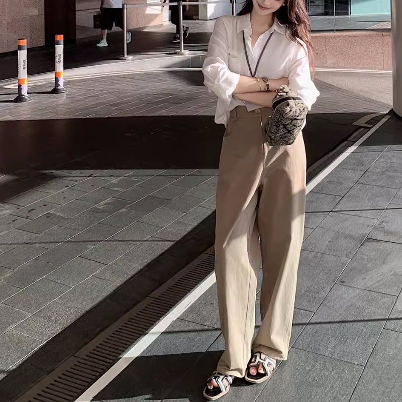 qgtao dti outfits Japanese Style Artistic Pants 100 Cotton Twill Brushed Yarn Card Old Money Sense Casual Tone Tapered Suit Pants