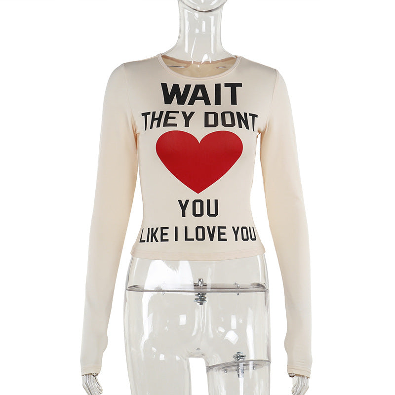 qgtao 2000s fashion Autumn 2024 New T-shirt Style Simple Casual All-Match Printed Letter Long Sleeve Top for Women