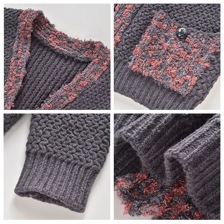 Loose lazy wind knitted cardigan jacket women's autumn  new burgundy Japanese soft waxy outerwear sweater