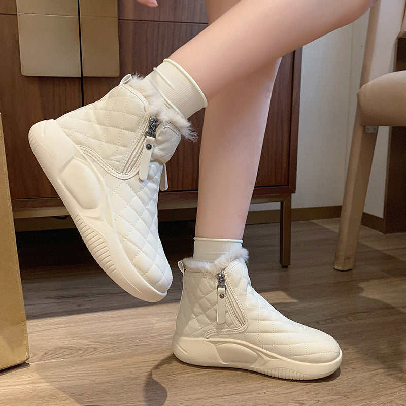 Fleece high-top snow boots women's popular winter new student ins Korean version of thermal casual shoes cotton shoes XQ5859