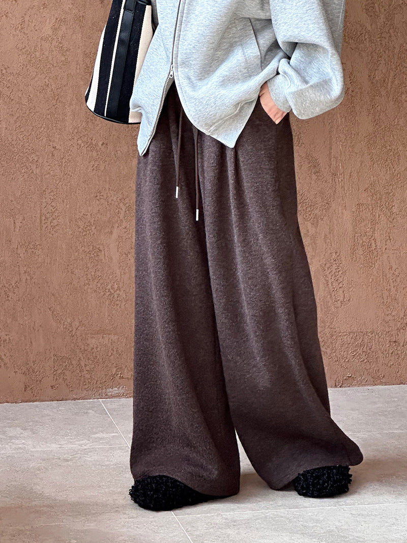 2025 popular autumn and winter new pants Korean lazy style design comfortable casual wide-leg pants 4695