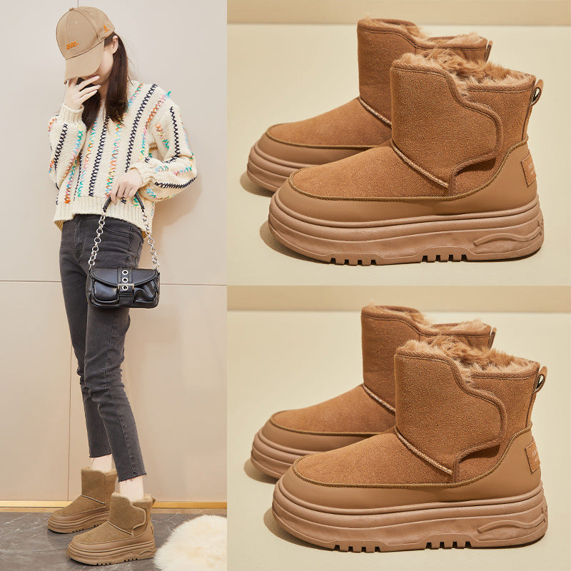 Fleece high-top snow boots women's popular winter new student ins Korean version of thermal casual shoes cotton shoes RD7340