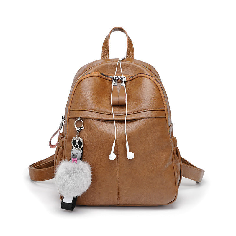 2025 Women's bag popular new Korean version cowhide backpack soft leather backpack school bag casual women's bag travel bag student women's bag