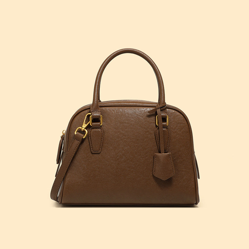 2025 The first layer of cowhide versatile women's bag popular new Boston pillow bag shoulder messenger bag