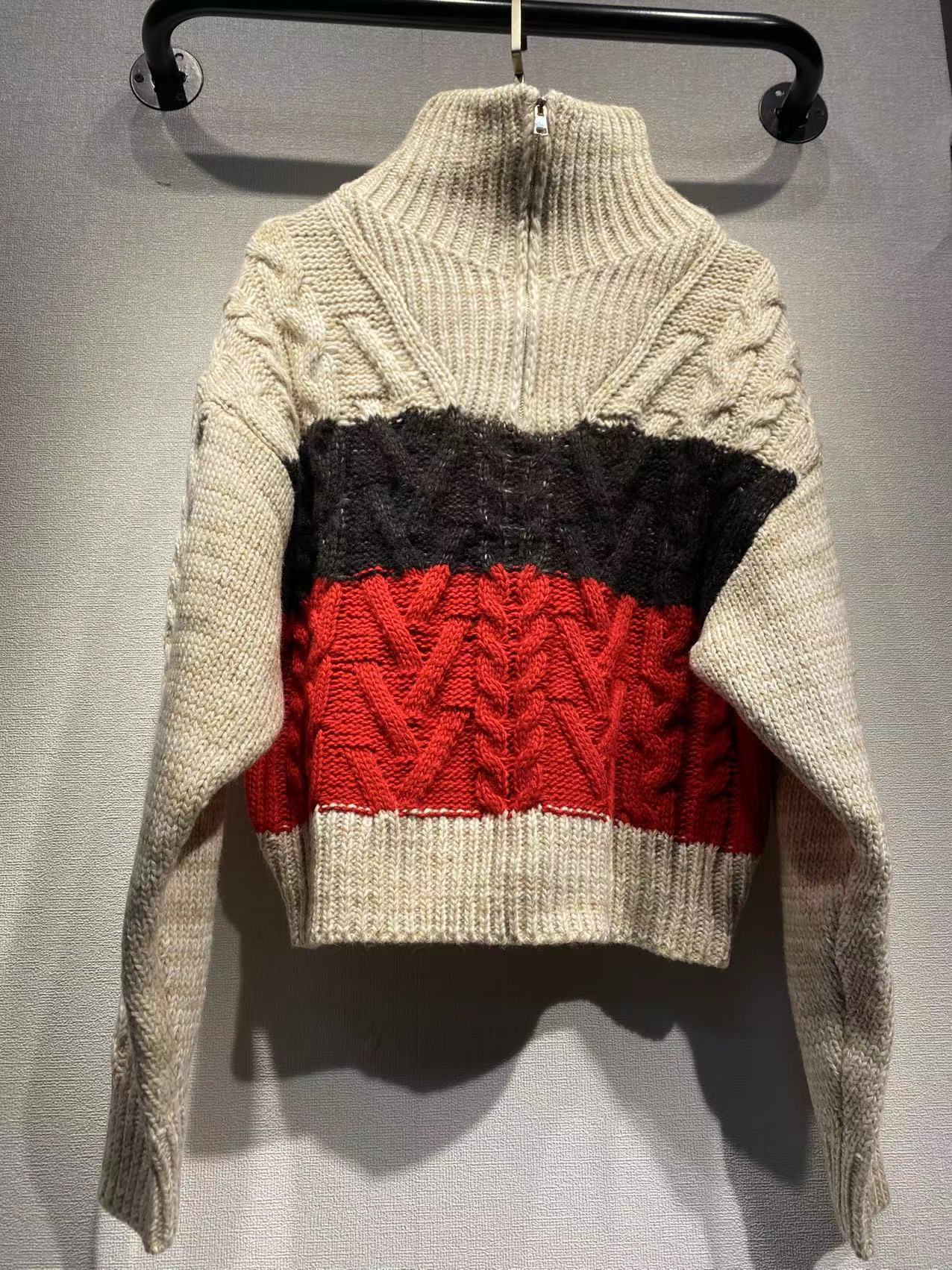 2025 Lazy wind zipper sweater 23 autumn and winter new turtleneck twisted flower knitted pullover dopamine sweater knitted top women