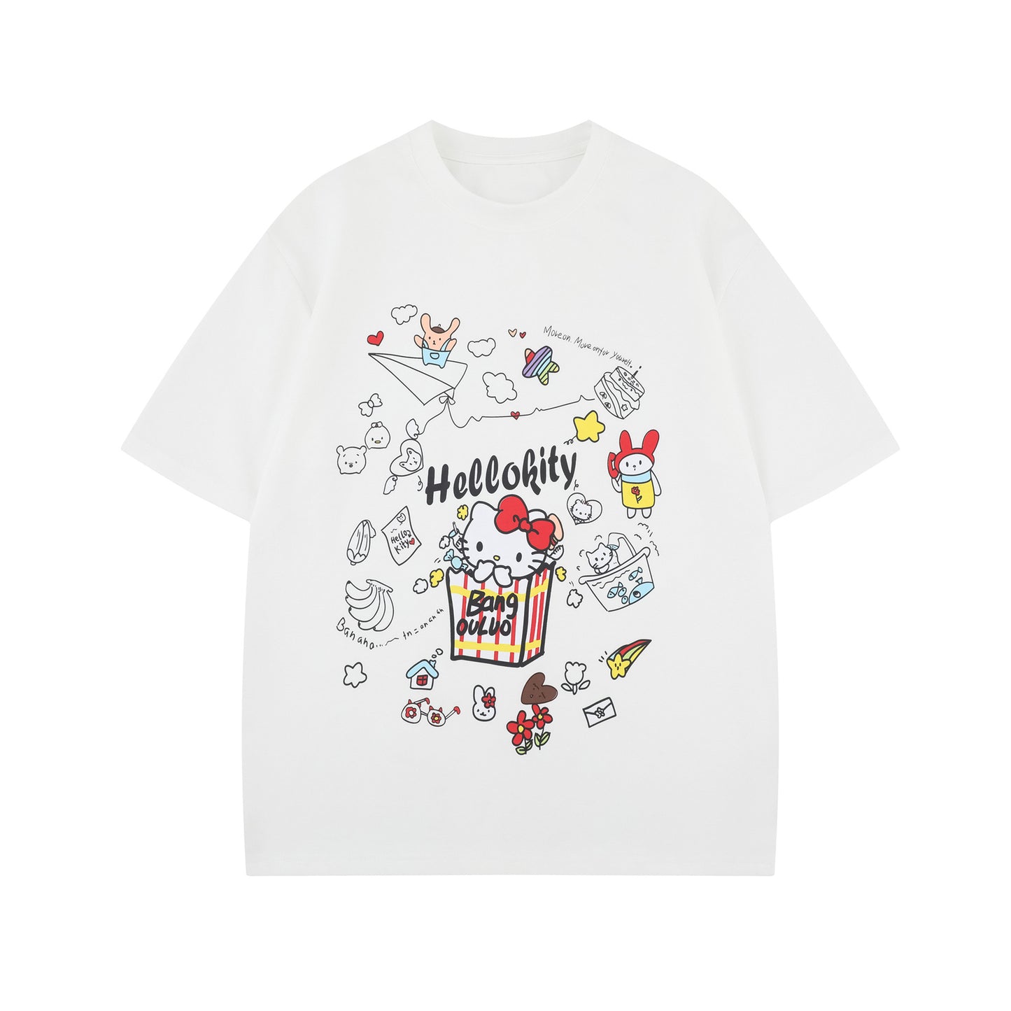 2025 1072 2025n Street 2025 Summer Neutral High Sense Cartoon TK Cat Design Men's Loose Short Sleeve T-Shirt