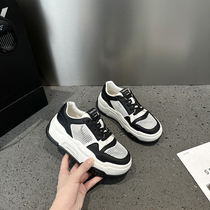 2025 Thick-soled air cushion mesh panda shoes Popularan station popular spring and summer trendy fashion casual leather color matching sports shoes
