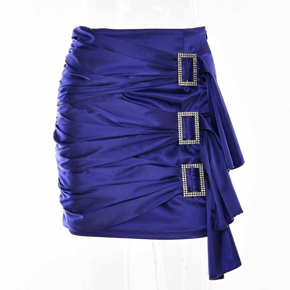 2025 New women's clothing sexy Spice Girl pleated skirt autumn hot-selling new high-waisted tight hip skirt