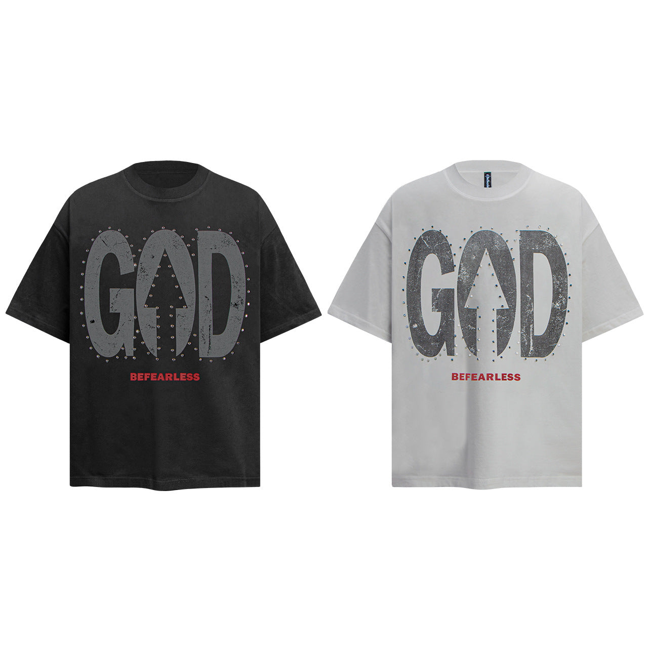 2025 6095 2025n street 2025 summer retro letter bead print design high-end men's loose short-sleeved T-shirt