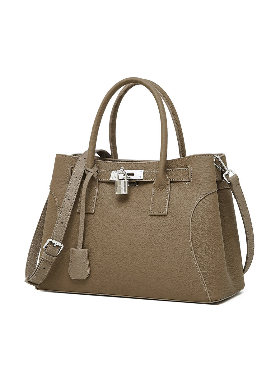 2025 Large capacity handheld women's bag popular autumn and winter leather versatile platinum bag retro commuter shoulder messenger bag