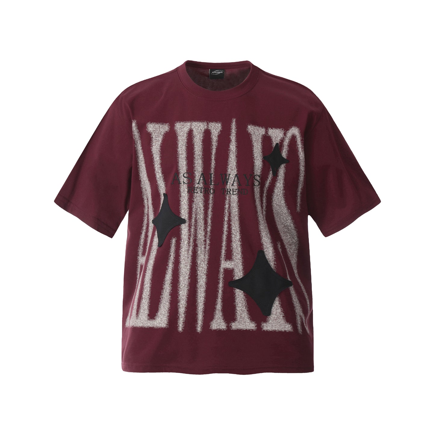 2025 F6611 2025n Street 2025 Summer Patch Star Design Men's Loose Premium Crew Neck Short Sleeve T-Shirt