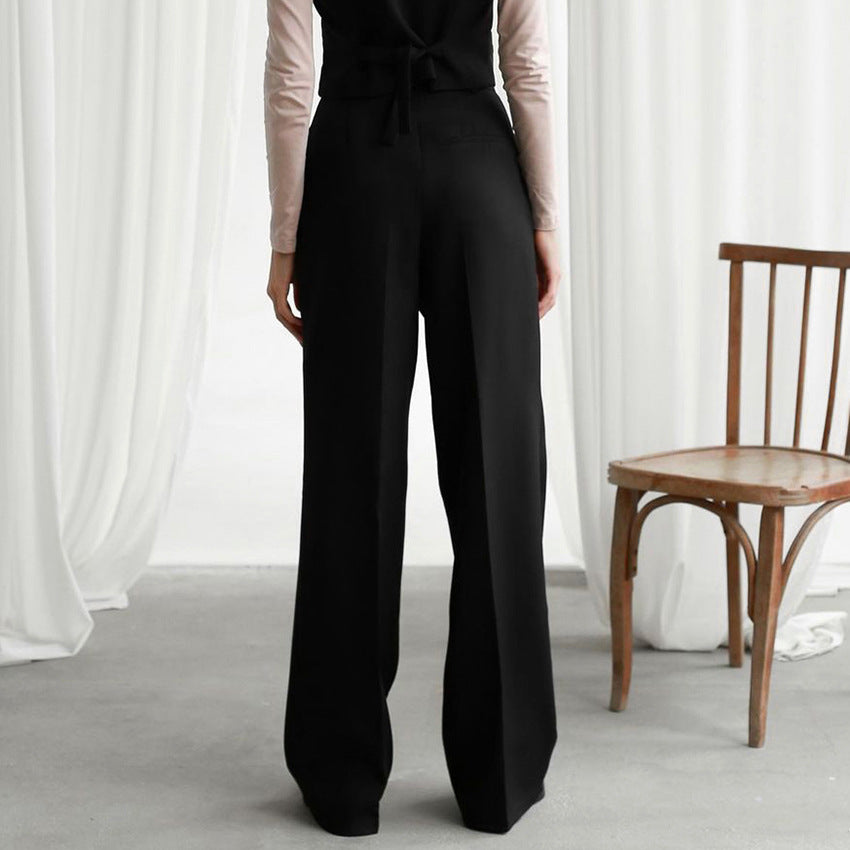 2025 autumn new commuter casual pants trousers trousers women's clothing Popular trade high-waisted wide-leg trousers drape