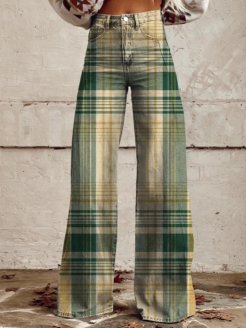 qgtao pants Rainbow Women's Wide-Leg Pants New Thermal Transfer plus Size Flared Pants Women's Trousers