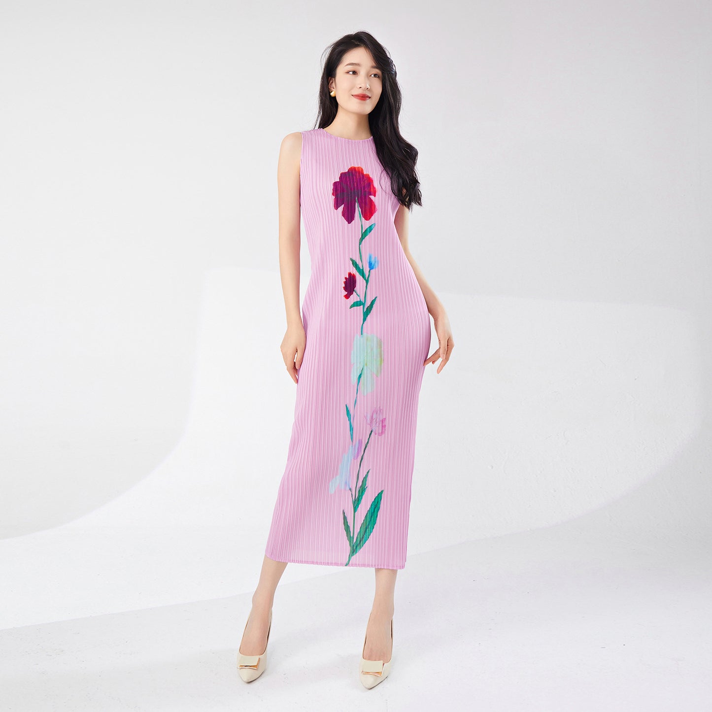Women's high-end summer dress women's new fashion printing temperament elegant medium and long dress dress