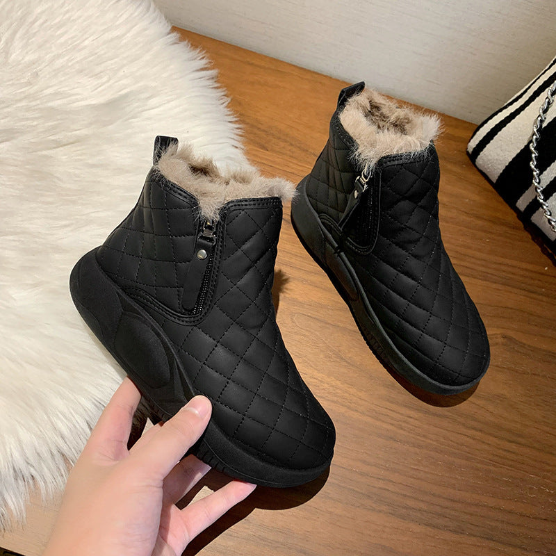 Fleece high-top snow boots women's popular winter new student ins Korean version of thermal casual shoes cotton shoes XQ5859