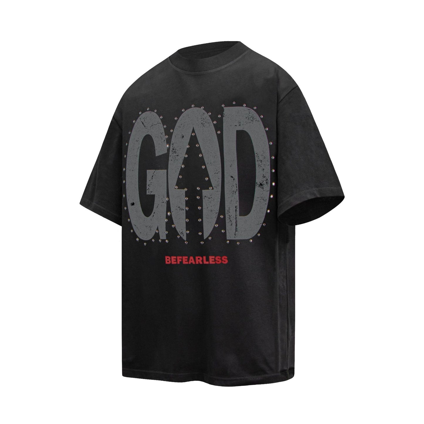 2025 6095 2025n street 2025 summer retro letter bead print design high-end men's loose short-sleeved T-shirt