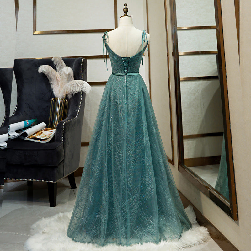 2025Bar Mitzvah Ball Suspender Evening Dress New Simple Sexy Birthday Annual Meeting Host Banquet Dress Female