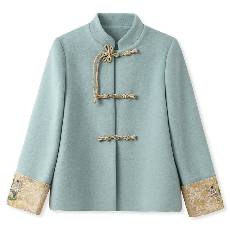 Winter new national style cuffs high-end embroidery fashion temperament national style jacket skirt set women MY110