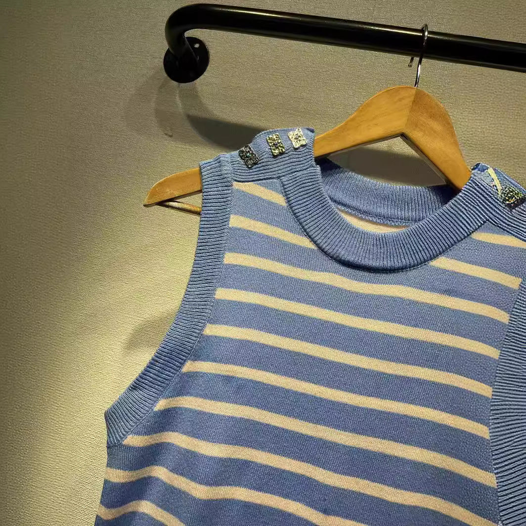 2025 Nordic GA autumn and winter new knitted vest wear striped cashmere blend round neck ribbed v-neck knitted vest