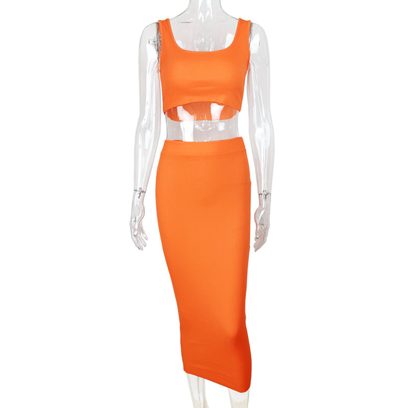 qgtao dress to impress outfits Summer New Women's Sexy Vest Two-Piece Suit Navel Short Top Fried Street Suit Skirt