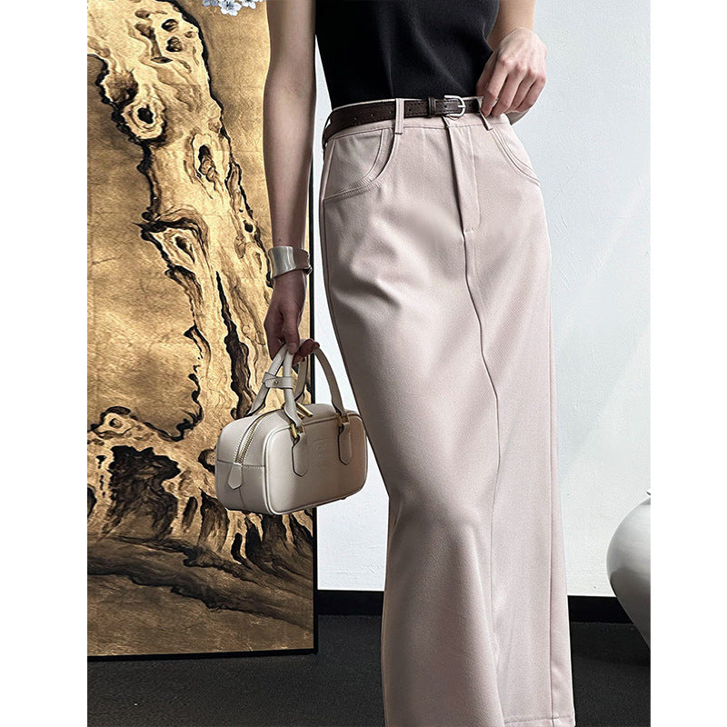 2025 popular autumn denim skirt new Korean loose high waist thin solid color A-shaped skirt 63039