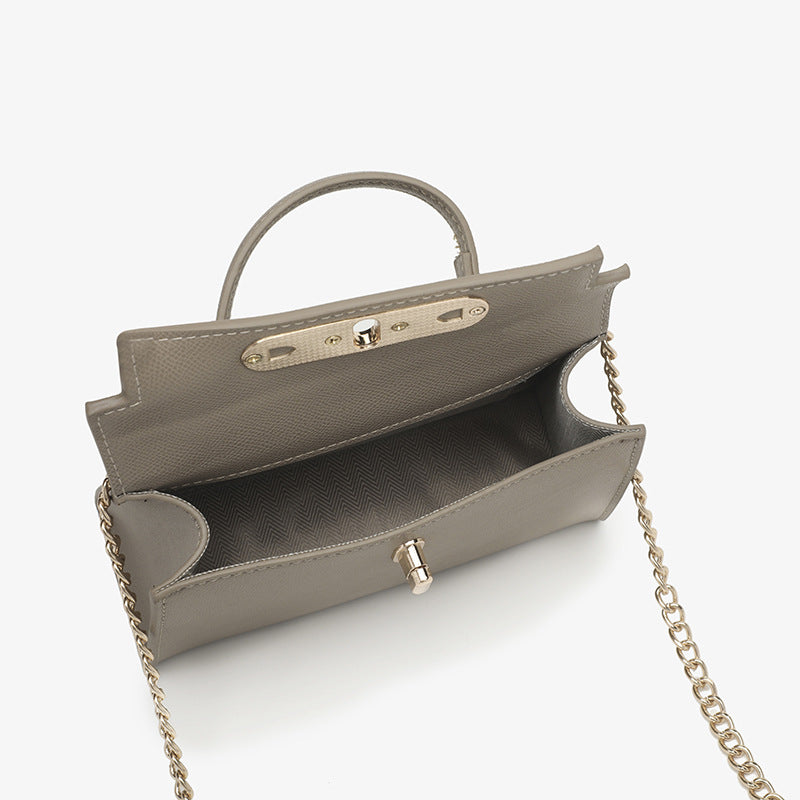 2025 Korean version of women's bag new fashion lock chain small square bag portable styling bag trendy women oblique shoulder bag