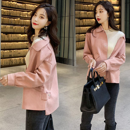 Small suede short coat women's 2025 spring clothes new fashion small fragrance double-sided Ni Korean version loose coat