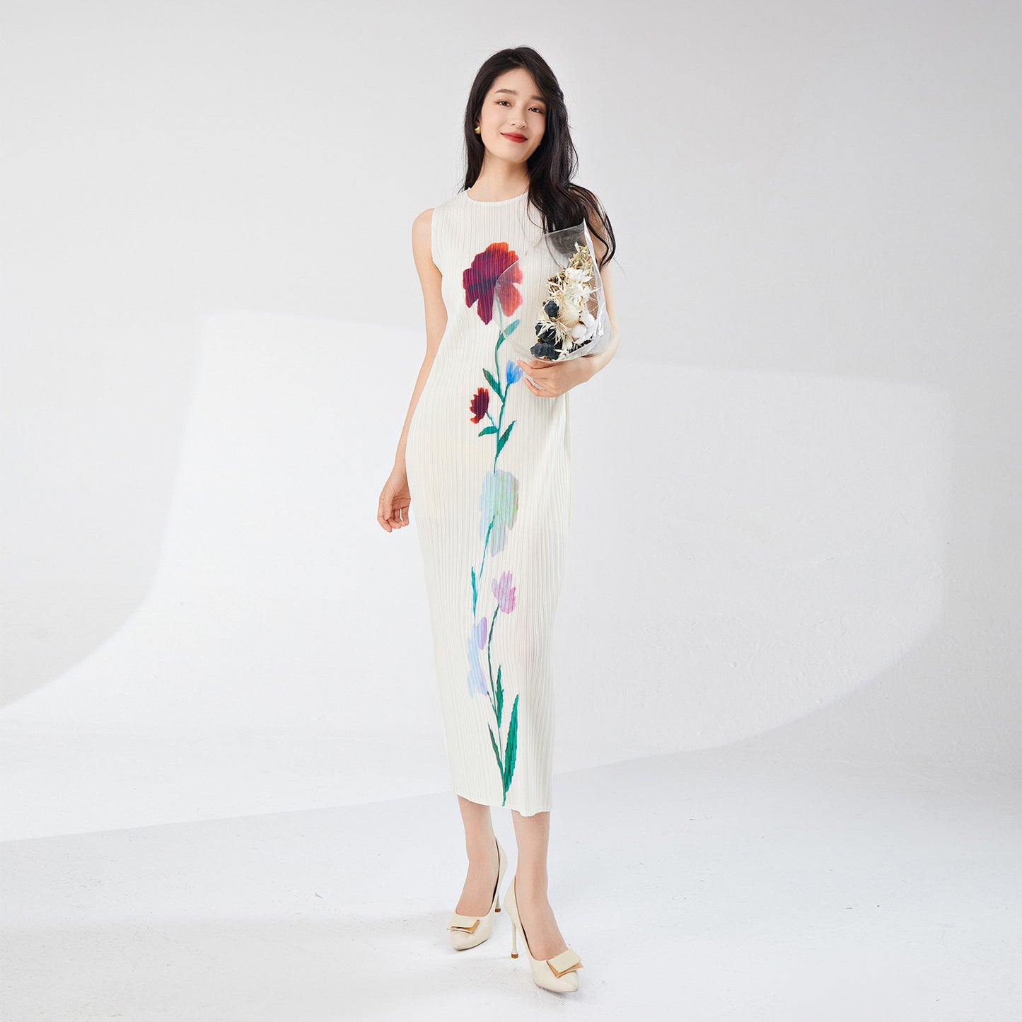 Women's high-end summer dress women's new fashion printing temperament elegant medium and long dress dress