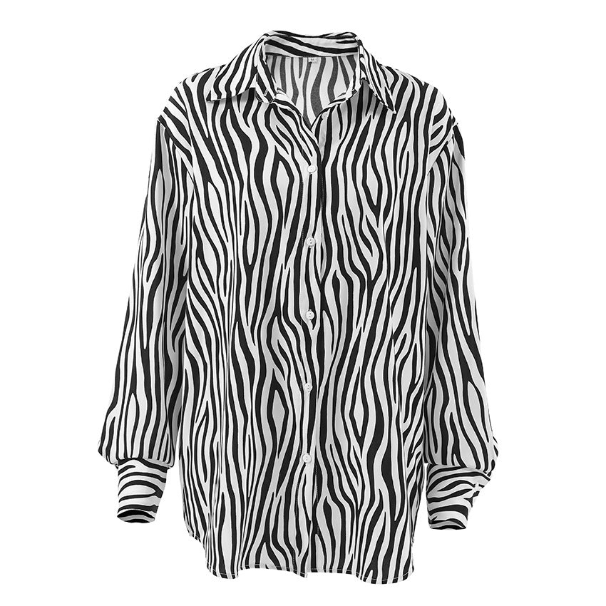 2025 Spring and summer lazy wind printing fashion new New niche casual women's shirt loose casual top women